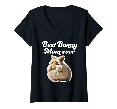 Damen Best Bunny Mom Ever - Riesen-Angora-Kaninchen T-Shirt mit V-Ausschnitt Damen Best Bunny Mom Ever - Riesen-Angora-Kaninchen T-Shirt mit V-Ausschnitt von Miller Sye
