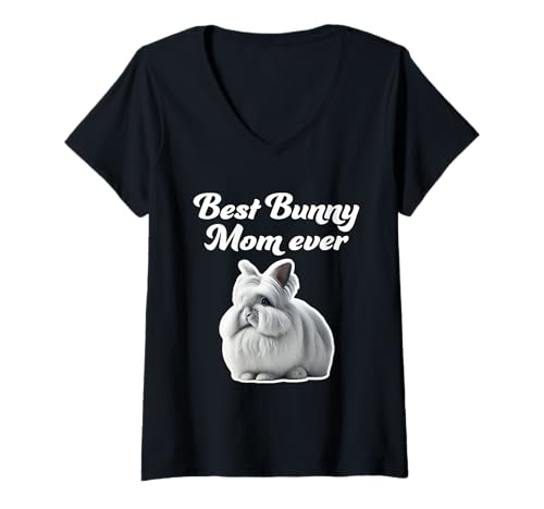 Damen Best Bunny Mom Ever - Riesen-Angora-Kaninchen T-Shirt mit V-Ausschnitt Damen Best Bunny Mom Ever - Riesen-Angora-Kaninchen T-Shirt mit V-Ausschnitt von Miller Sye