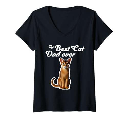 Damen Best Cat Dad Ever - Abessinian Cat T-Shirt mit V-Ausschnitt Damen Best Cat Dad Ever - Abessinian Cat T-Shirt mit V-Ausschnitt von Miller Sye