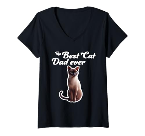 Damen Best Cat Dad Ever - Burmesische Katze T-Shirt mit V-Ausschnitt Damen Best Cat Dad Ever - Burmesische Katze T-Shirt mit V-Ausschnitt von Miller Sye