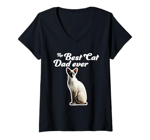 Damen Best Cat Dad Ever - Orientalische Katze T-Shirt mit V-Ausschnitt Damen Best Cat Dad Ever - Orientalische Katze T-Shirt mit V-Ausschnitt von Miller Sye