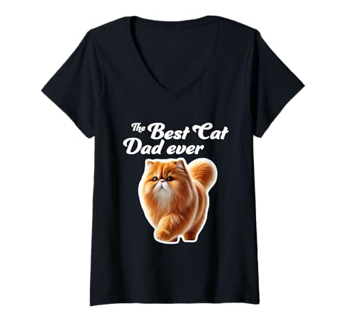 Damen Best Cat Dad Ever - Perserkatze T-Shirt mit V-Ausschnitt Damen Best Cat Dad Ever - Perserkatze T-Shirt mit V-Ausschnitt von Miller Sye