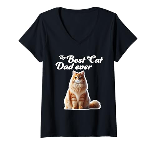 Damen Best Cat Dad Ever - Sibirische Katze T-Shirt mit V-Ausschnitt Damen Best Cat Dad Ever - Sibirische Katze T-Shirt mit V-Ausschnitt von Miller Sye