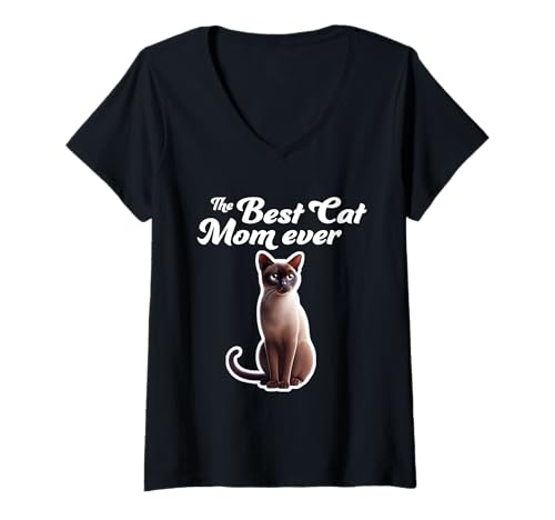 Damen Best Cat Mom Ever - Burmesische Katze T-Shirt mit V-Ausschnitt Damen Best Cat Mom Ever - Burmesische Katze T-Shirt mit V-Ausschnitt von Miller Sye