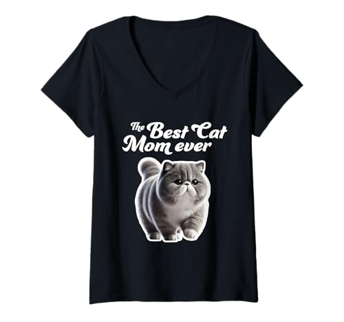 Damen Best Cat Mom Ever - Exotische Kurzhaarkatze T-Shirt mit V-Ausschnitt Damen Best Cat Mom Ever - Exotische Kurzhaarkatze T-Shirt mit V-Ausschnitt von Miller Sye