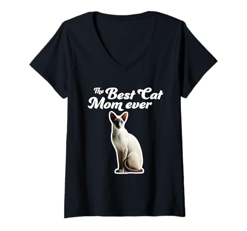 Damen Best Cat Mom Ever - Orientalische Katze T-Shirt mit V-Ausschnitt Damen Best Cat Mom Ever - Orientalische Katze T-Shirt mit V-Ausschnitt von Miller Sye