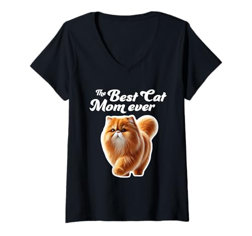 Damen Best Cat Mom Ever - Perserkatze T-Shirt mit V-Ausschnitt Damen Best Cat Mom Ever - Perserkatze T-Shirt mit V-Ausschnitt von Miller Sye