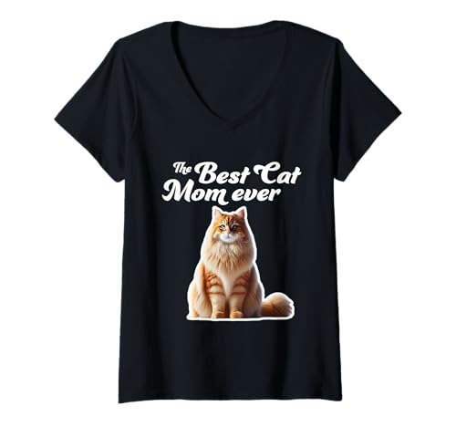 Damen Best Cat Mom Ever - Sibirische Katze T-Shirt mit V-Ausschnitt Damen Best Cat Mom Ever - Sibirische Katze T-Shirt mit V-Ausschnitt von Miller Sye