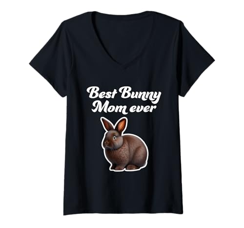 Damen Beste Bunny Mom aller Zeiten - Havana Rabbit T-Shirt mit V-Ausschnitt Damen Beste Bunny Mom aller Zeiten - Havana Rabbit T-Shirt mit V-Ausschnitt von Miller Sye