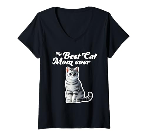 Damen Beste Katzenmutter aller Zeiten - American Shorthair Cat T-Shirt mit V-Ausschnitt Damen Beste Katzenmutter aller Zeiten - American Shorthair Cat T-Shirt mit V-Ausschnitt von Miller Sye
