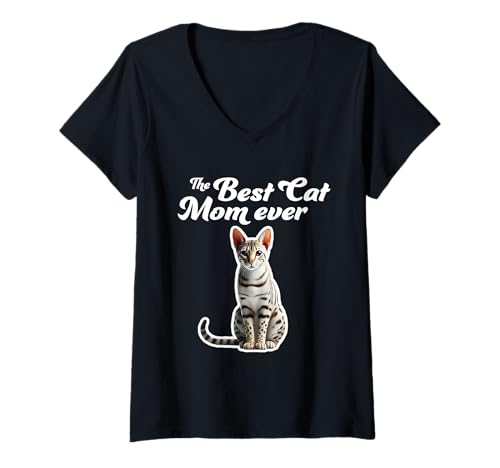 Damen Beste Katzenmutter aller Zeiten - Ocicat Cat T-Shirt mit V-Ausschnitt Damen Beste Katzenmutter aller Zeiten - Ocicat Cat T-Shirt mit V-Ausschnitt von Miller Sye