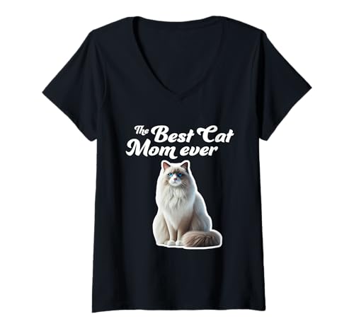 Damen Beste Katzenmutter aller Zeiten - Ragdoll Cat T-Shirt mit V-Ausschnitt Damen Beste Katzenmutter aller Zeiten - Ragdoll Cat T-Shirt mit V-Ausschnitt von Miller Sye