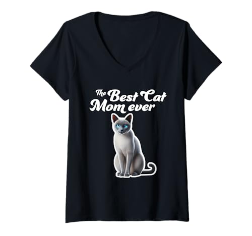 Damen Beste Katzenmutter aller Zeiten - Tonkinese Cat T-Shirt mit V-Ausschnitt Damen Beste Katzenmutter aller Zeiten - Tonkinese Cat T-Shirt mit V-Ausschnitt von Miller Sye