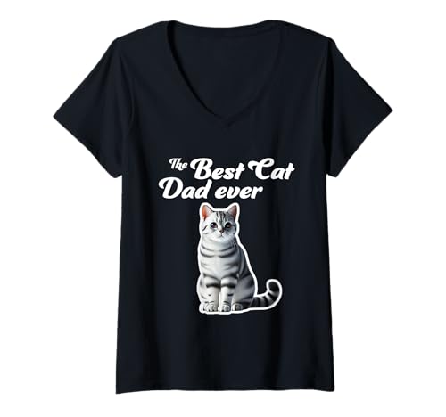 Damen Bester Katzenvater aller Zeiten - American Shorthair Cat T-Shirt mit V-Ausschnitt Damen Bester Katzenvater aller Zeiten - American Shorthair Cat T-Shirt mit V-Ausschnitt von Miller Sye