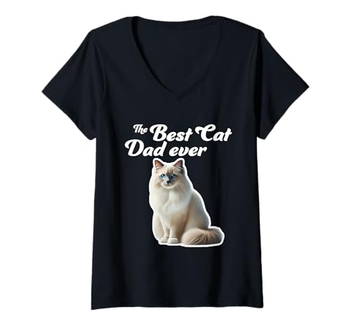 Damen Bester Katzenvater aller Zeiten - Birman Cat T-Shirt mit V-Ausschnitt Damen Bester Katzenvater aller Zeiten - Birman Cat T-Shirt mit V-Ausschnitt von Miller Sye