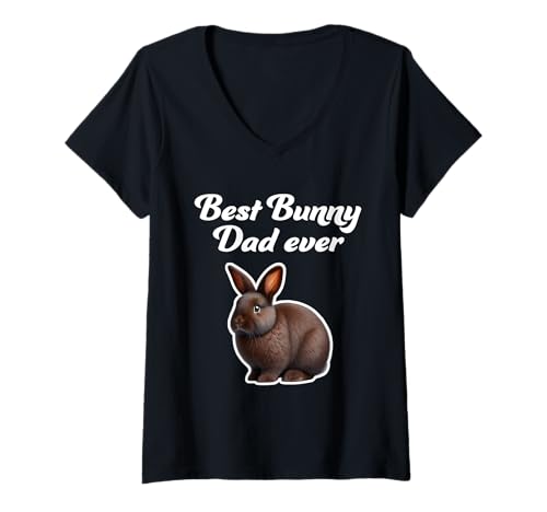 Damen Der beste Bunny Dad aller Zeiten - Havana Rabbit T-Shirt mit V-Ausschnitt Damen Der beste Bunny Dad aller Zeiten - Havana Rabbit T-Shirt mit V-Ausschnitt von Miller Sye