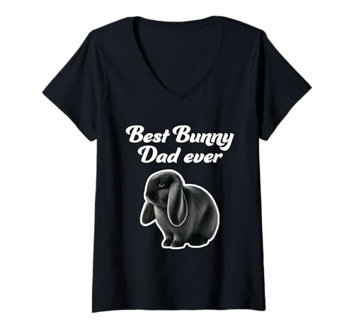Damen Der beste Bunny Dad aller Zeiten - Mini Lop Rabbit T-Shirt mit V-Ausschnitt Damen Der beste Bunny Dad aller Zeiten - Mini Lop Rabbit T-Shirt mit V-Ausschnitt von Miller Sye