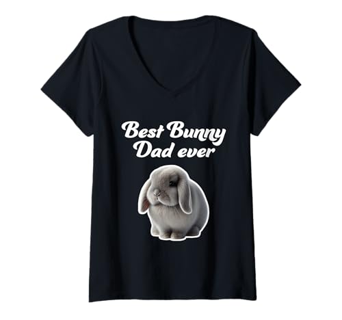 Damen Der beste Bunny Dad aller Zeiten - Mini Lop Rabbit T-Shirt mit V-Ausschnitt Damen Der beste Bunny Dad aller Zeiten - Mini Lop Rabbit T-Shirt mit V-Ausschnitt von Miller Sye
