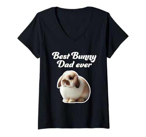 Damen Der beste Bunny Dad aller Zeiten - Mini Lop Rabbit T-Shirt mit V-Ausschnitt Damen Der beste Bunny Dad aller Zeiten - Mini Lop Rabbit T-Shirt mit V-Ausschnitt von Miller Sye