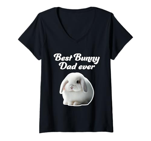 Damen Der beste Bunny-Vater aller Zeiten - Holland Lop Rabbit T-Shirt mit V-Ausschnitt Damen Der beste Bunny-Vater aller Zeiten - Holland Lop Rabbit T-Shirt mit V-Ausschnitt von Miller Sye