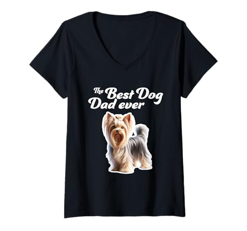 Damen Der beste Hundevater aller Zeiten - Silky Terrier T-Shirt mit V-Ausschnitt Damen Der beste Hundevater aller Zeiten - Silky Terrier T-Shirt mit V-Ausschnitt von Miller Sye