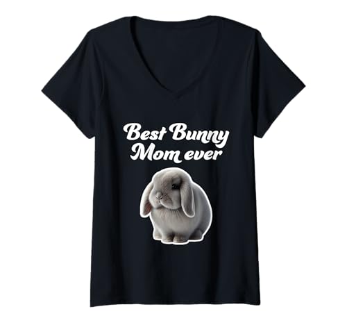 Damen Die beste Bunny Mom aller Zeiten - Mini Lop Rabbit T-Shirt mit V-Ausschnitt Damen Die beste Bunny Mom aller Zeiten - Mini Lop Rabbit T-Shirt mit V-Ausschnitt von Miller Sye