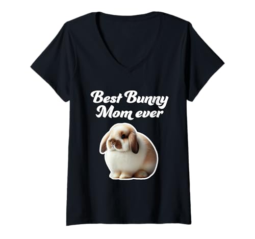 Damen Die beste Bunny Mom aller Zeiten - Mini Lop Rabbit T-Shirt mit V-Ausschnitt Damen Die beste Bunny Mom aller Zeiten - Mini Lop Rabbit T-Shirt mit V-Ausschnitt von Miller Sye