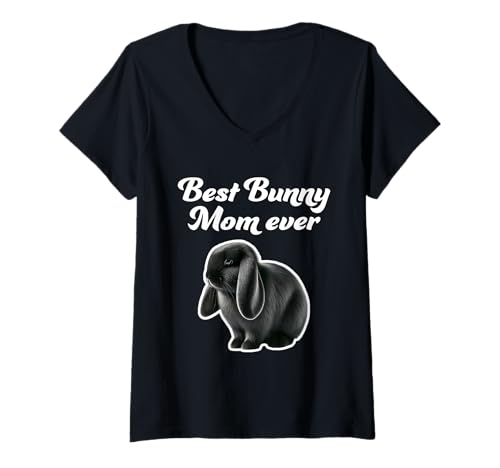 Damen Die beste Bunny Mom aller Zeiten - Mini Lop Rabbit T-Shirt mit V-Ausschnitt Damen Die beste Bunny Mom aller Zeiten - Mini Lop Rabbit T-Shirt mit V-Ausschnitt von Miller Sye