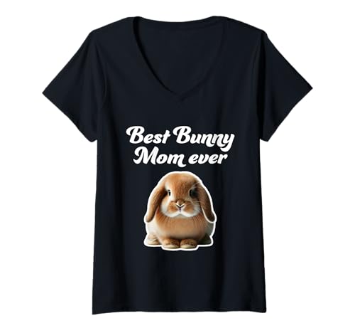 Damen Die beste Hasenmutter aller Zeiten - Holland Lop Rabbit T-Shirt mit V-Ausschnitt Damen Die beste Hasenmutter aller Zeiten - Holland Lop Rabbit T-Shirt mit V-Ausschnitt von Miller Sye