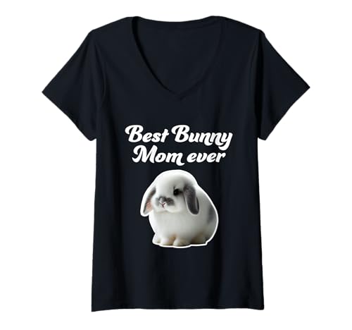 Damen Die beste Hasenmutter aller Zeiten - Holland Lop Rabbit T-Shirt mit V-Ausschnitt Damen Die beste Hasenmutter aller Zeiten - Holland Lop Rabbit T-Shirt mit V-Ausschnitt von Miller Sye