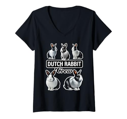 Damen Dutch Rabbit Crew Lustiger Hase T-Shirt mit V-Ausschnitt Damen Dutch Rabbit Crew Lustiger Hase T-Shirt mit V-Ausschnitt von Miller Sye