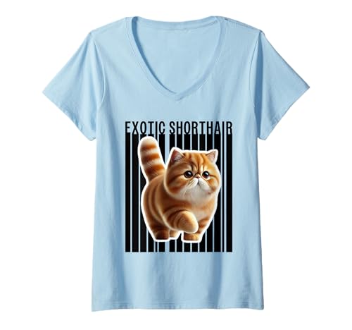 Damen Exotische Kurzhaar-Katzenliebhaber T-Shirt mit V-Ausschnitt Damen Exotische Kurzhaar-Katzenliebhaber T-Shirt mit V-Ausschnitt von Miller Sye
