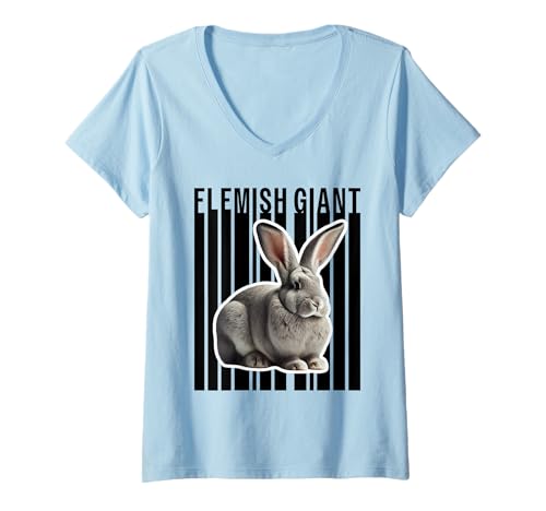 Damen Flämischer Riesen-Kaninchen-Liebhaber, niedlicher Hase T-Shirt mit V-Ausschnitt Damen Flämischer Riesen-Kaninchen-Liebhaber, niedlicher Hase T-Shirt mit V-Ausschnitt von Miller Sye
