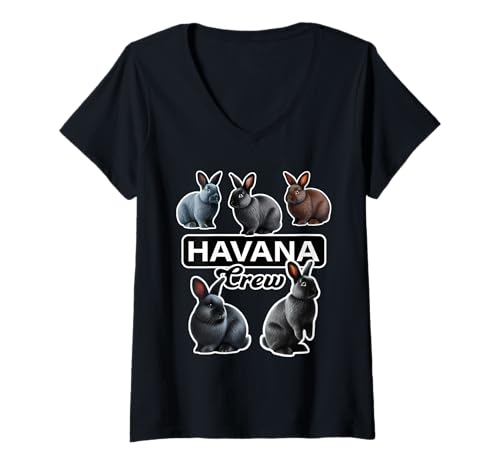 Damen Havana Rabbit Crew Lustiger Hase T-Shirt mit V-Ausschnitt Damen Havana Rabbit Crew Lustiger Hase T-Shirt mit V-Ausschnitt von Miller Sye