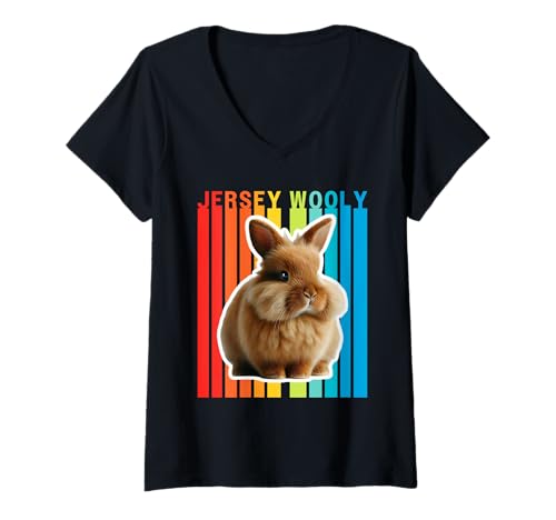 Damen Jersey Wooly Rabbit Bunny Bunny T-Shirt mit V-Ausschnitt Damen Jersey Wooly Rabbit Bunny Bunny T-Shirt mit V-Ausschnitt von Miller Sye