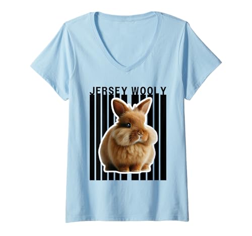 Damen Jersey Wooly Rabbit Lovers, niedlicher Hase T-Shirt mit V-Ausschnitt Damen Jersey Wooly Rabbit Lovers, niedlicher Hase T-Shirt mit V-Ausschnitt von Miller Sye