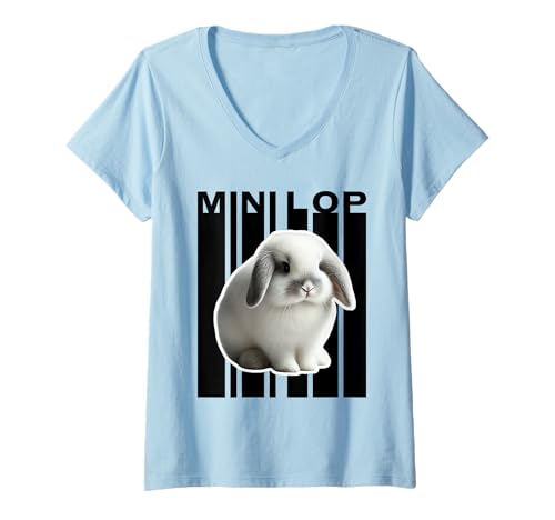 Damen Mini Lop Hasenliebhaber, niedlicher Hase T-Shirt mit V-Ausschnitt Damen Mini Lop Hasenliebhaber, niedlicher Hase T-Shirt mit V-Ausschnitt von Miller Sye