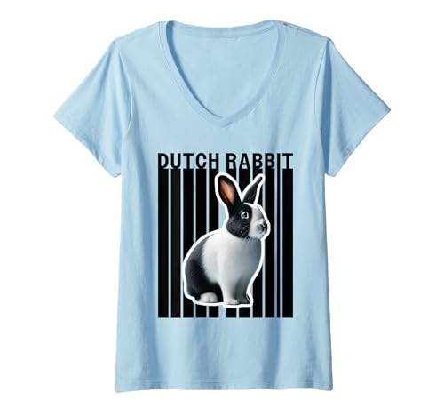 Damen Netter Hase aus holländischen Kaninchenliebhabern T-Shirt mit V-Ausschnitt Damen Netter Hase aus holländischen Kaninchenliebhabern T-Shirt mit V-Ausschnitt von Miller Sye