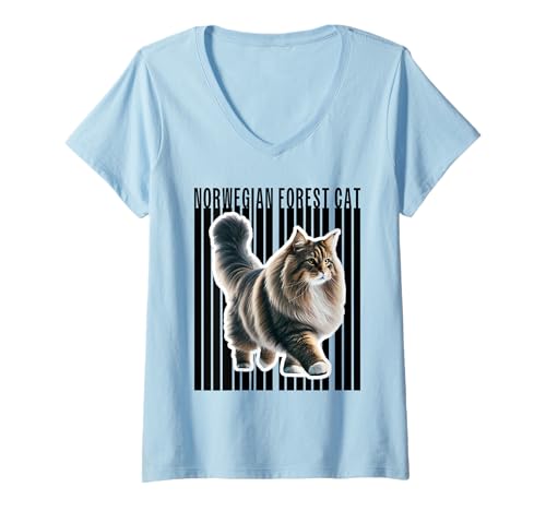 Damen Norwegische Waldkatzenliebhaber T-Shirt mit V-Ausschnitt Damen Norwegische Waldkatzenliebhaber T-Shirt mit V-Ausschnitt von Miller Sye