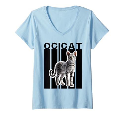 Damen Ocicat Katzenliebhaber T-Shirt mit V-Ausschnitt Damen Ocicat Katzenliebhaber T-Shirt mit V-Ausschnitt von Miller Sye