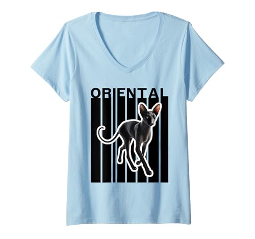 Damen Orientalische Katzenliebhaber T-Shirt mit V-Ausschnitt Damen Orientalische Katzenliebhaber T-Shirt mit V-Ausschnitt von Miller Sye