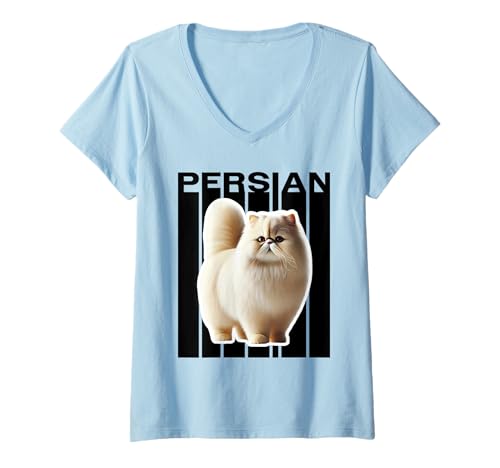 Damen Persische Katzenliebhaber T-Shirt mit V-Ausschnitt Damen Persische Katzenliebhaber T-Shirt mit V-Ausschnitt von Miller Sye