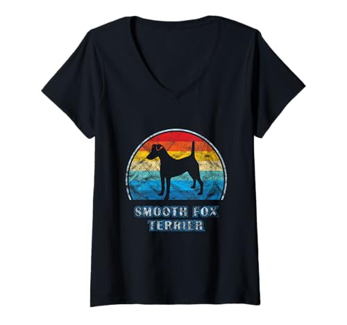 Damen Smooth Fox Terrier Vintage Design Hund T-Shirt mit V-Ausschnitt Damen Smooth Fox Terrier Vintage Design Hund T-Shirt mit V-Ausschnitt von Miller Sye