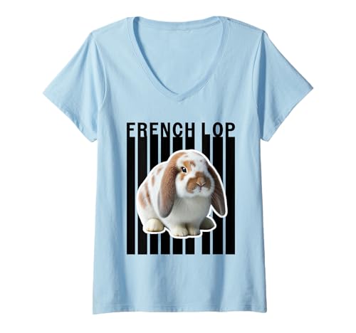 Damen Süßer Hase für French Lop Rabbit Lovers T-Shirt mit V-Ausschnitt Damen Süßer Hase für French Lop Rabbit Lovers T-Shirt mit V-Ausschnitt von Miller Sye