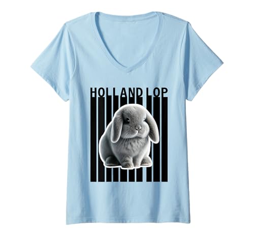 Damen Süßer Hase von Holland Lop Rabbit Lovers T-Shirt mit V-Ausschnitt Damen Süßer Hase von Holland Lop Rabbit Lovers T-Shirt mit V-Ausschnitt von Miller Sye