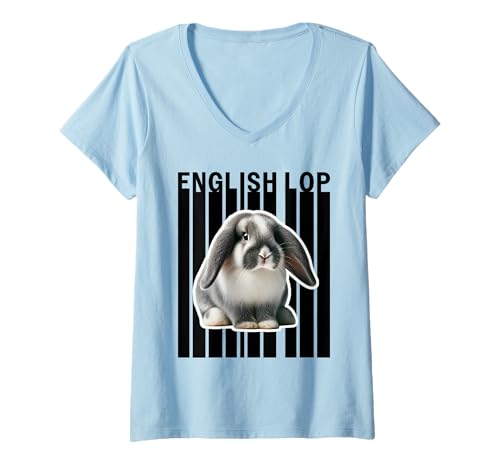 Damen Süßes Häschen von English Lop Rabbit Lovers T-Shirt mit V-Ausschnitt Damen Süßes Häschen von English Lop Rabbit Lovers T-Shirt mit V-Ausschnitt von Miller Sye