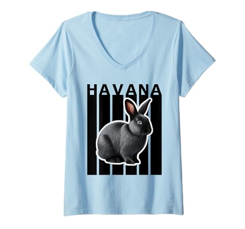 Damen Süßes Häschen von Havana Rabbit Lovers T-Shirt mit V-Ausschnitt Damen Süßes Häschen von Havana Rabbit Lovers T-Shirt mit V-Ausschnitt von Miller Sye