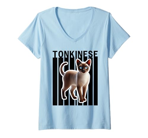 Damen Tonkinese Katzenliebhaber T-Shirt mit V-Ausschnitt Damen Tonkinese Katzenliebhaber T-Shirt mit V-Ausschnitt von Miller Sye