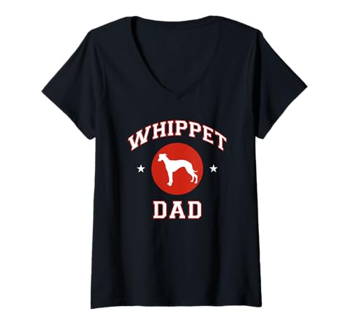 Damen Whippet Papa T-Shirt mit V-Ausschnitt Damen Whippet Papa T-Shirt mit V-Ausschnitt von Miller Sye