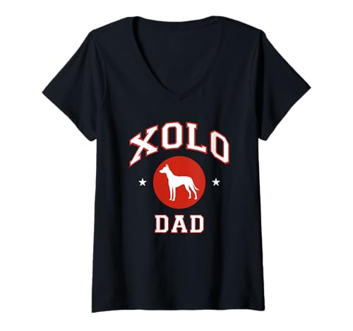 Damen Xoloitzcuintli Dad Xolo Hund T-Shirt mit V-Ausschnitt Damen Xoloitzcuintli Dad Xolo Hund T-Shirt mit V-Ausschnitt von Miller Sye